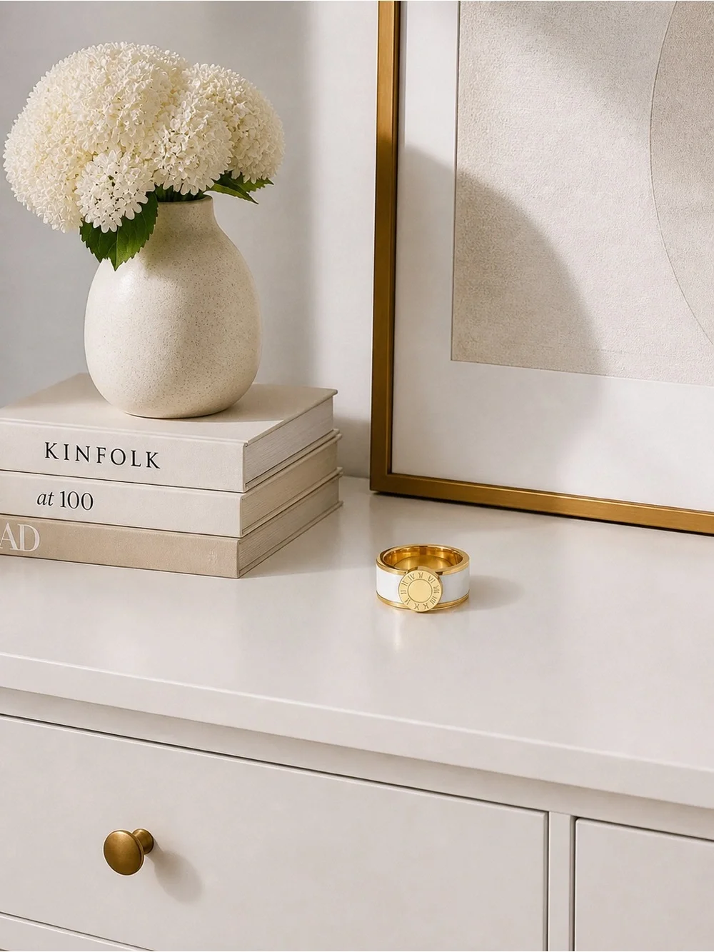 Gold and White ring